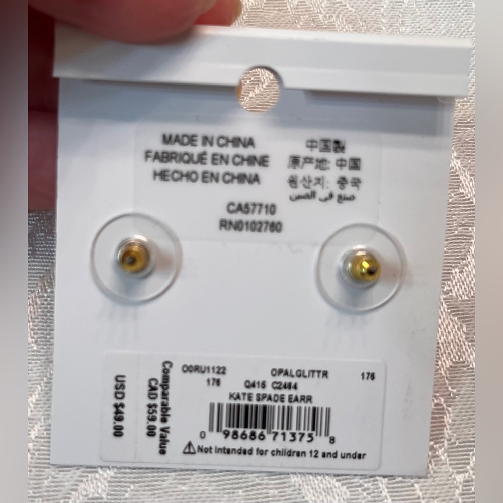 Kate Spade Opal Glitter Stud Earrings NWT - Picture 4 of 4